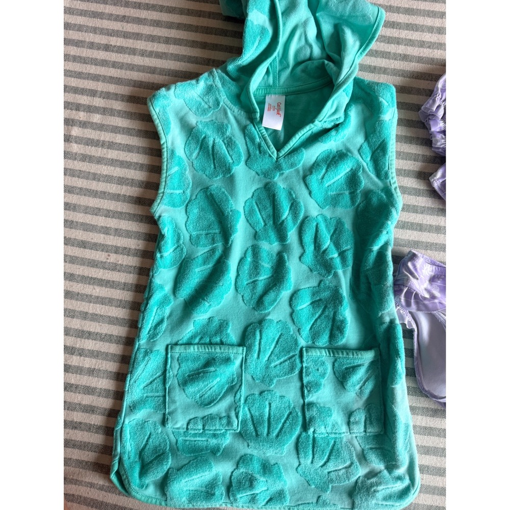 Cat & Jack Teal Shell Cover-Up & Wonder Nation Lavender Bikini Set 4T 4/5 - Picture 3 of 6